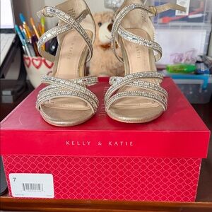 Kelly & Katie Glittering Gold Heels